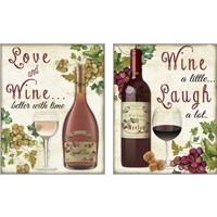 Framed 'Love and Wine 2 Piece Art Print Set' border=