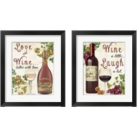 Framed 'Love and Wine 2 Piece Framed Art Print Set' border=