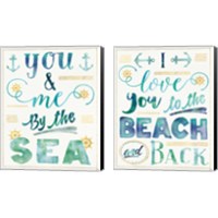 Framed 'Coastal Words 2 Piece Canvas Print Set' border=