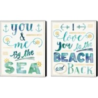 Framed 'Coastal Words 2 Piece Canvas Print Set' border=
