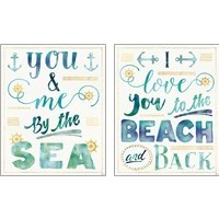 Framed Coastal Words 2 Piece Art Print Set