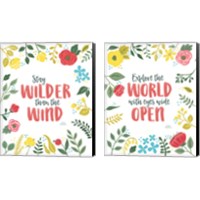 Framed 'Wildflower Daydreams on White 2 Piece Canvas Print Set' border=
