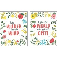 Framed Wildflower Daydreams on White 2 Piece Art Print Set