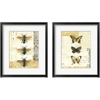 Framed Golden Bees n Butterflies 2 Piece Framed Art Print Set
