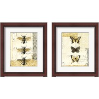 Framed 'Golden Bees n Butterflies 2 Piece Framed Art Print Set' border=