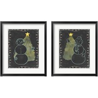 Framed Chalkboard Snowman 2 Piece Framed Art Print Set