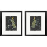 Framed Chalkboard Snowman 2 Piece Framed Art Print Set