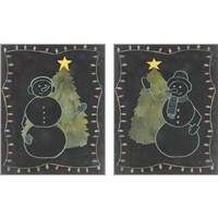 Framed 'Chalkboard Snowman 2 Piece Art Print Set' border=