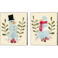 Framed 'Snowman Cut-out  2 Piece Canvas Print Set' border=