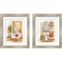 Framed Watercolor Bath in Spice 2 Piece Framed Art Print Set