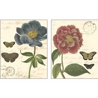 Framed 'Small Vintage Floral 2 Piece Art Print Set' border=