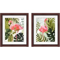 Framed 'Flamingo Forest 2 Piece Framed Art Print Set' border=