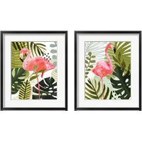 Framed 'Flamingo Forest 2 Piece Framed Art Print Set' border=