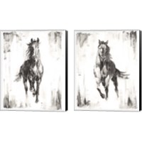 Framed Rustic Black Stallion 2 Piece Canvas Print Set