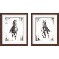 Framed 'Rustic Black Stallion 2 Piece Framed Art Print Set' border=