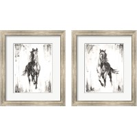 Framed 'Rustic Black Stallion 2 Piece Framed Art Print Set' border=