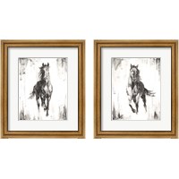 Framed 'Rustic Black Stallion 2 Piece Framed Art Print Set' border=