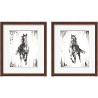 Framed 'Rustic Black Stallion 2 Piece Framed Art Print Set' border=