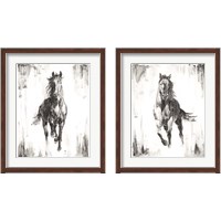 Framed 'Rustic Black Stallion 2 Piece Framed Art Print Set' border=