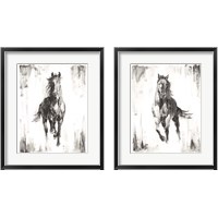 Framed Rustic Black Stallion 2 Piece Framed Art Print Set