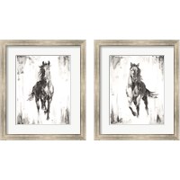 Framed 'Rustic Black Stallion 2 Piece Framed Art Print Set' border=