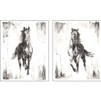 Framed Rustic Black Stallion 2 Piece Art Print Set