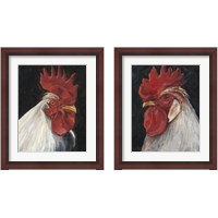 Framed 'Rooster Portrait  2 Piece Framed Art Print Set' border=