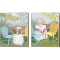 Framed 'Garden Conversation 2 Piece Canvas Print Set' border=
