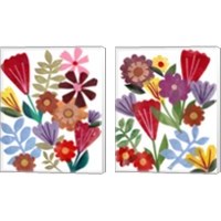 Framed 'Bright Floral 2 Piece Canvas Print Set' border=