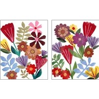 Framed 'Bright Floral 2 Piece Art Print Set' border=