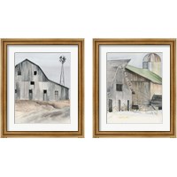 Framed 'Winter Barn 2 Piece Framed Art Print Set' border=