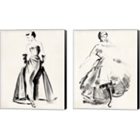 Framed Vintage Costume Sketch 2 Piece Canvas Print Set