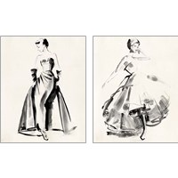 Framed 'Vintage Costume Sketch 2 Piece Art Print Set' border=