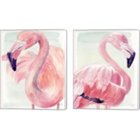 Framed 'Pastel Flamingo 2 Piece Canvas Print Set' border=