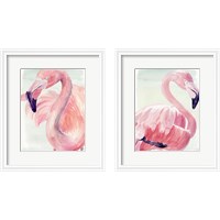 Framed 'Pastel Flamingo 2 Piece Framed Art Print Set' border=