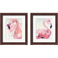 Framed 'Pastel Flamingo 2 Piece Framed Art Print Set' border=