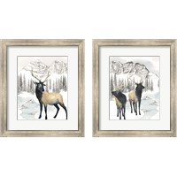 Framed 'Winter Elk 2 Piece Framed Art Print Set' border=