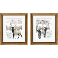 Framed 'Winter Elk 2 Piece Framed Art Print Set' border=