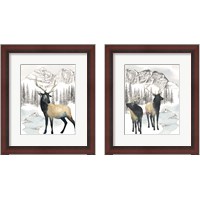 Framed 'Winter Elk 2 Piece Framed Art Print Set' border=