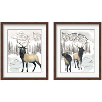 Framed 'Winter Elk 2 Piece Framed Art Print Set' border=