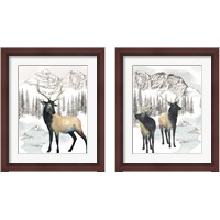 Framed 'Winter Elk 2 Piece Framed Art Print Set' border=