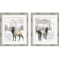 Framed 'Winter Elk 2 Piece Framed Art Print Set' border=