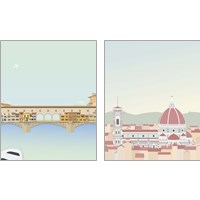 Framed 'Travel Europe with Firenze 2 Piece Art Print Set' border=