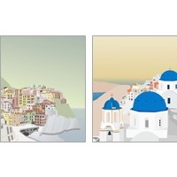 Framed 'Travel Europe with Manarola 2 Piece Art Print Set' border=