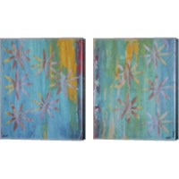 Framed 'Stained Glass Blooms 2 Piece Canvas Print Set' border=
