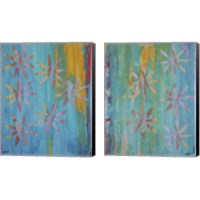 Framed 'Stained Glass Blooms 2 Piece Canvas Print Set' border=