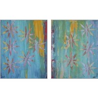 Framed 'Stained Glass Blooms 2 Piece Art Print Set' border=