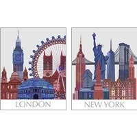 Framed 'London Landmarks 2 Piece Art Print Set' border=