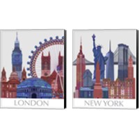 Framed 'London Landmarks 2 Piece Canvas Print Set' border=
