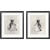 Framed 'Black Evening Gown 2 Piece Framed Art Print Set' border=